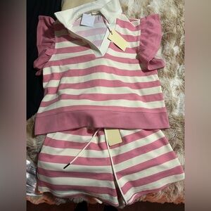 Entro Pink and Cream Striped Women's Set
